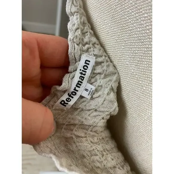 Reformation Scarlett Linen Cream Two Piece Set Size 8 - Picture 7 of 16